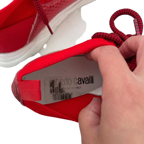 Roberto Cavalli Red Chunky Sock Sneakers Sz 11 - Picture 5 of 9